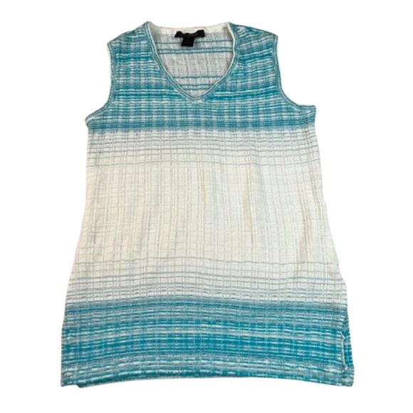 ST John Women's Knit Blue & White Wool Mix Sleeveless Top Size S - Picture 1 of 6